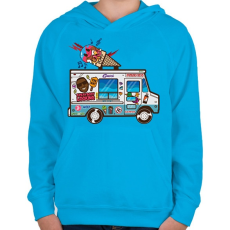 PRINTFASHION Fagyis autó - Gyerek kapucnis pulóver - Azúrkék