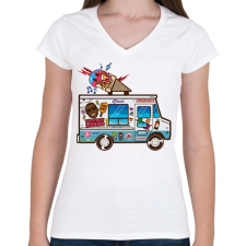 PRINTFASHION Fagyis autó - Női V-nyakú póló - Fehér női póló
