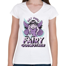 PRINTFASHION Fairy grandmother - Női V-nyakú póló - Fehér