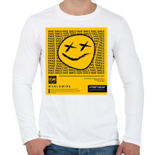 PRINTFASHION Fake Smile - Férfi hosszú ujjú póló - Fehér férfi póló