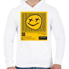 PRINTFASHION Fake Smile - Férfi kapucnis pulóver - Fehér férfi pulóver, kardigán