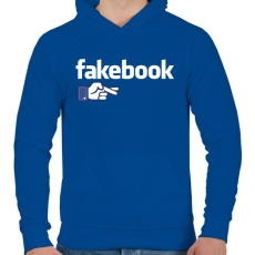 PRINTFASHION Fakebook - Férfi kapucnis pulóver - Királykék