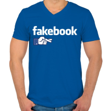 PRINTFASHION Fakebook - Férfi V-nyakú póló - Királykék férfi póló