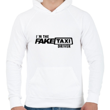 PRINTFASHION Faketaxi Driver - Férfi kapucnis pulóver - Fehér férfi pulóver, kardigán