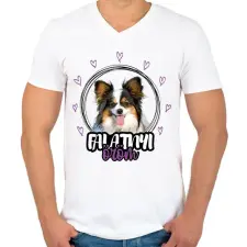 PRINTFASHION Falatnyi öröm - Papillon - Férfi V-nyakú póló - Fehér férfi póló