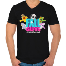 PRINTFASHION Fall Guys Ultimate Knockout - Férfi V-nyakú póló - Fekete férfi póló