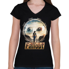 PRINTFASHION Fallout - Női V-nyakú póló - Fekete női póló