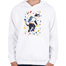 PRINTFASHION Falmászó macska - Gyerek kapucnis pulóver - Fehér gyerek pulóver, kardigán