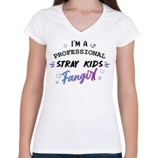 PRINTFASHION Fangirl - Stray Kids - Női V-nyakú póló - Fehér női póló