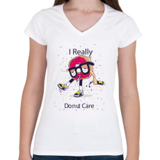 PRINTFASHION Fánk  - Női V-nyakú póló - Fehér