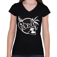 PRINTFASHION fanta panda - Női V-nyakú póló - Fekete