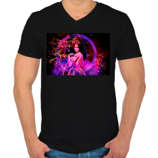 PRINTFASHION fantasy portré - Férfi V-nyakú póló - Fekete