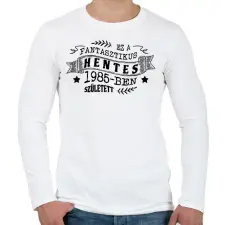 PRINTFASHION Fantasztikus hentes - Évszámmal - Férfi hosszú ujjú póló - Fehér férfi póló