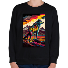 PRINTFASHION Farkas a hegyvidéken színes - Gyerek pulóver - Fekete gyerek pulóver, kardigán