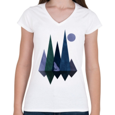 PRINTFASHION Farkas ás hegyek 6 - Női V-nyakú póló - Fehér női póló