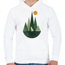 PRINTFASHION Farkas és a hegyek 4 - Férfi kapucnis pulóver - Fehér férfi pulóver, kardigán