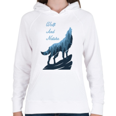 PRINTFASHION Farkas és a természet - Női kapucnis pulóver - Fehér