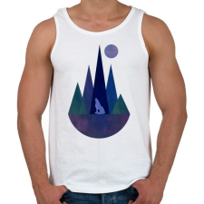 PRINTFASHION Farkas és hegyek 1 - Férfi atléta - Fehér atléta, trikó