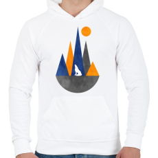 PRINTFASHION Farkas és hegyek 2 - Férfi kapucnis pulóver - Fehér
