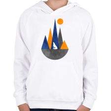 PRINTFASHION Farkas és hegyek 2 - Gyerek kapucnis pulóver - Fehér gyerek pulóver, kardigán