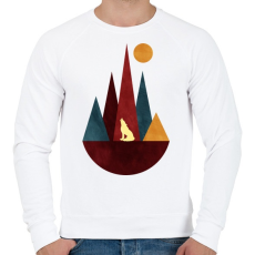 PRINTFASHION Farkas és hegyek 3 - Férfi pulóver - Fehér