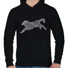 PRINTFASHION Farkas - fehér - Férfi kapucnis pulóver - Fekete