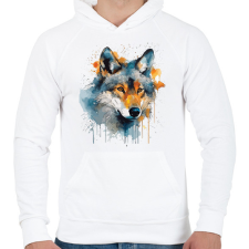 PRINTFASHION farkas - Férfi kapucnis pulóver - Fehér férfi pulóver, kardigán