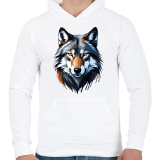 PRINTFASHION Farkas  - Férfi kapucnis pulóver - Fehér férfi pulóver, kardigán