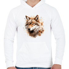 PRINTFASHION farkas - Férfi kapucnis pulóver - Fehér férfi pulóver, kardigán