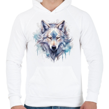 PRINTFASHION farkas - Férfi kapucnis pulóver - Fehér férfi pulóver, kardigán