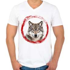 PRINTFASHION farkas - Férfi V-nyakú póló - Fehér