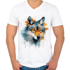 PRINTFASHION farkas - Férfi V-nyakú póló - Fehér férfi póló
