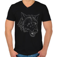 PRINTFASHION farkas - Férfi V-nyakú póló - Fekete férfi póló