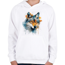 PRINTFASHION farkas - Gyerek kapucnis pulóver - Fehér gyerek pulóver, kardigán
