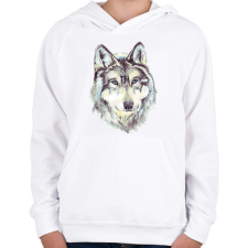PRINTFASHION Farkas - Gyerek kapucnis pulóver - Fehér gyerek pulóver, kardigán