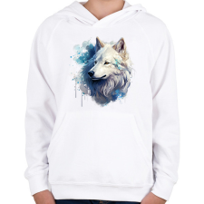 PRINTFASHION farkas - Gyerek kapucnis pulóver - Fehér gyerek pulóver, kardigán