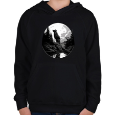 PRINTFASHION farkas - Gyerek kapucnis pulóver - Fekete gyerek pulóver, kardigán