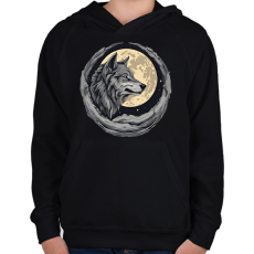 PRINTFASHION Farkas - Gyerek kapucnis pulóver - Fekete