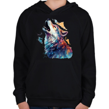 PRINTFASHION farkas - Gyerek kapucnis pulóver - Fekete gyerek pulóver, kardigán