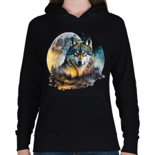 PRINTFASHION Farkas  - Női kapucnis pulóver - Fekete női pulóver, kardigán