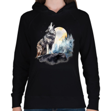 PRINTFASHION Farkas  - Női kapucnis pulóver - Fekete női pulóver, kardigán