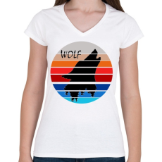 PRINTFASHION Farkas  - Női V-nyakú póló - Fehér