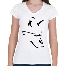 PRINTFASHION Farkas  - Női V-nyakú póló - Fehér