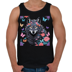 PRINTFASHION farkas pillangókkal és virágokkal - Férfi atléta - Fekete