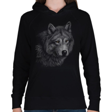 PRINTFASHION Farkas portré - Női kapucnis pulóver - Fekete