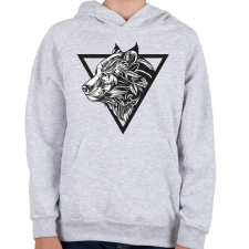 PRINTFASHION Farkas tetoválás - Gyerek kapucnis pulóver - Sport szürke gyerek pulóver, kardigán