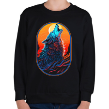 PRINTFASHION Farkas üvöltés a teliholdnál - Gyerek pulóver - Fekete gyerek pulóver, kardigán