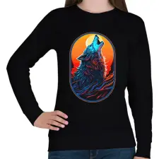PRINTFASHION Farkas üvöltés a teliholdnál - Női pulóver - Fekete női pulóver, kardigán