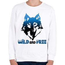 PRINTFASHION Farkas - vad és szabad wild and free - Gyerek pulóver - Fehér gyerek pulóver, kardigán