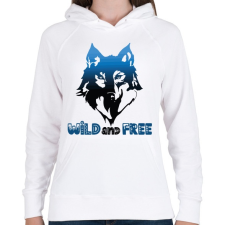 PRINTFASHION Farkas - vad és szabad wild and free - Női kapucnis pulóver - Fehér női pulóver, kardigán